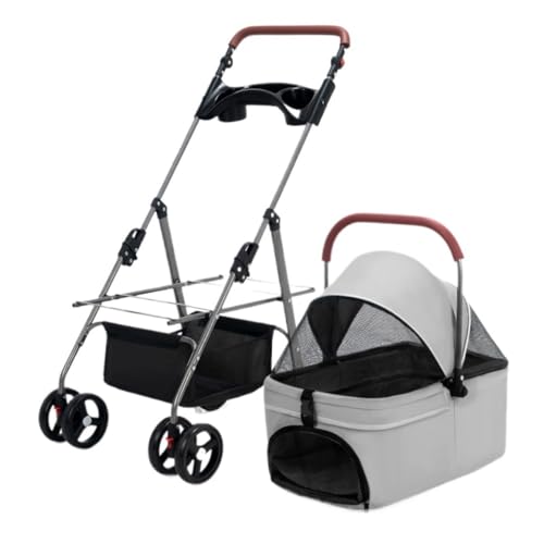 Hunde Kinderwagen Haustier-Kinderwagen for Hunde Und Katzen, Faltbarer Outdoor-Haustier-Kinderwagen, Kleiner Hunde-Kinderwagen, Abnehmbarer Korb Katzen Kinderwagen(G) von SYLGXH