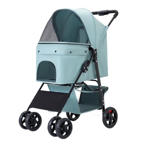 SYLGXH Hunde Kinderwagen Haustier-Kinderwagen for Katzen Und Hunde, Teddy Corgi, Kleiner Und Mittelgroßer Kinderwagen, Leicht Und Faltbar Katzen Kinderwagen(Green,A) von SYLGXH