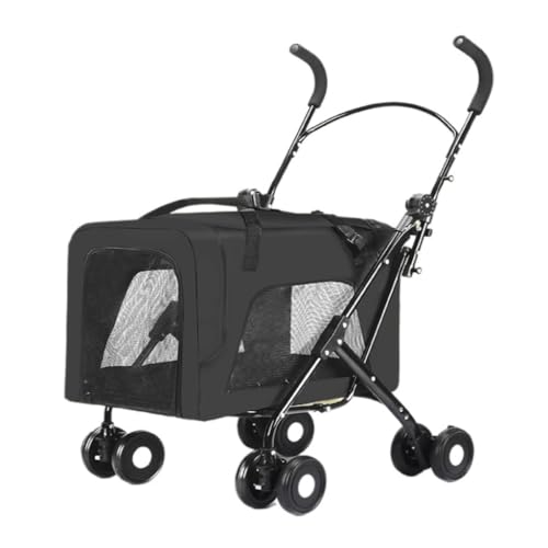 Hunde Kinderwagen Haustier-Kinderwagen for Katzen Und Hunde Beim Ausgehen, Kleiner, Leichter, Faltbarer Kinderwagen, Tragbarer Hunde-Kinderwagen Katzen Kinderwagen(Black) von SYLGXH