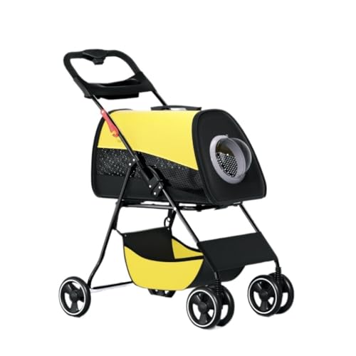 SYLGXH Hunde Kinderwagen Kleiner Und Mittelgroßer Kinderwagen for Katzen Und Hunde, Leicht, Atmungsaktiv, Modisch Und Abnehmbar Katzen Kinderwagen(Yellow) von SYLGXH