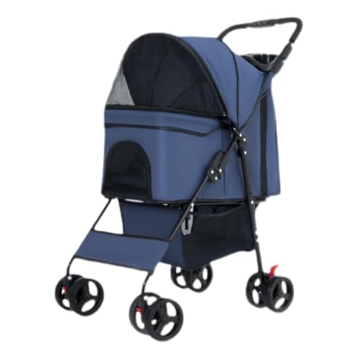 SYLGXH Hunde Kinderwagen Multifunktions-Kinderwagen for Haustiere. Mehrzweck-Kinderwagen for Haustiere. Praktischer Und Bequemer Mehrzweck-Kinderwagen for Haustiere Katzen Kinderwagen(Blue) von SYLGXH