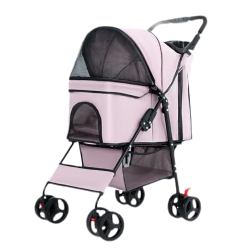 SYLGXH Hunde Kinderwagen Multifunktions-Kinderwagen for Haustiere. Mehrzweck-Kinderwagen for Haustiere. Praktischer Und Bequemer Mehrzweck-Kinderwagen for Haustiere Katzen Kinderwagen(Pink) von SYLGXH