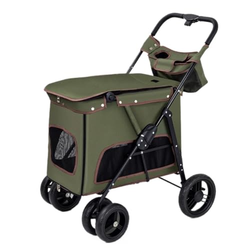 Hunde Kinderwagen Outdoor-Kinderwagen for Mehrere Haustiere for Hunde Und Katzen for Mittelgroße Und Große Hunde, Leichtes, Zusammenklappbares Vierrad for Den Außenbereich Katzen Kinderwagen(Green) von SYLGXH