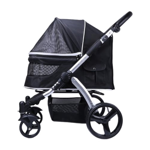 Hunde Kinderwagen Pet Bringt Ausgefallene Kleine Und Mittelgroße Haustier-Kinderwagen, Hunde-Kinderwagen, Faltbare Katzen- Und Hunde-Kinderwagen Auf Den Markt Katzen Kinderwagen(Black) von SYLGXH