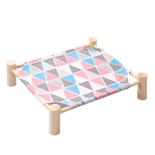 Hundenest Haustier-Campingbett, Katzenbett, Vier Jahreszeiten, universelles, abnehmbares und waschbares Hundebett, Katzenbett, Hundebett aus Holz, kühles Sommerbett Haustierbett(A,53*48*10.5CM) von SYLGXH