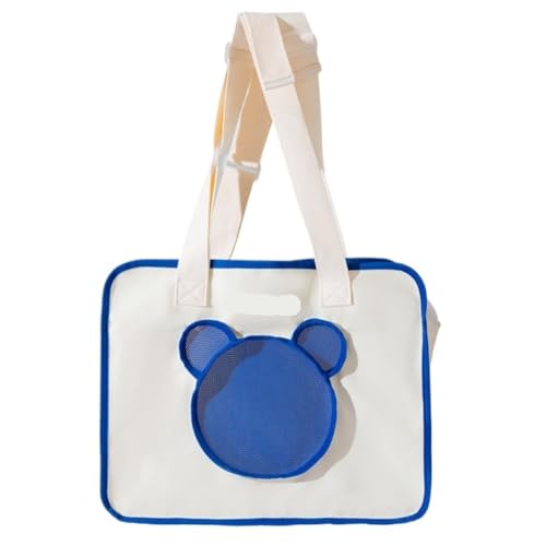 Katzentasche Haustier-Ausflugstasche, Einfache Katzentasche Mit Buchstaben, Reise-Umhängetasche, Canvas-Tasche Mit Kapuze, Universell for Alle Jahreszeiten Tragetasche für Katzen(Blue) von SYLGXH