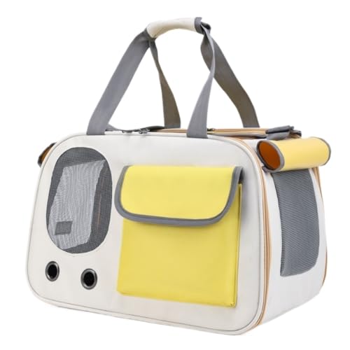 Katzentasche Modische, Belüftete, Multifunktionale, Faltbare, Transparente Schultertasche for Haustiere Mit Einfacher Raumkapsel Tragetasche für Katzen(Yellow) von SYLGXH