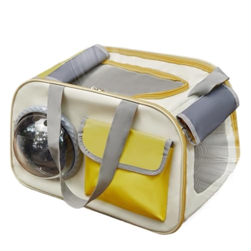 Katzentasche Modische Haustiertasche, One-Shoulder-Crossbody-Raumkapsel-Katzentasche, Tragbare, Faltbare, Tragbare Haustier-Ausflugstasche Tragetasche für Katzen(Yellow) von SYLGXH