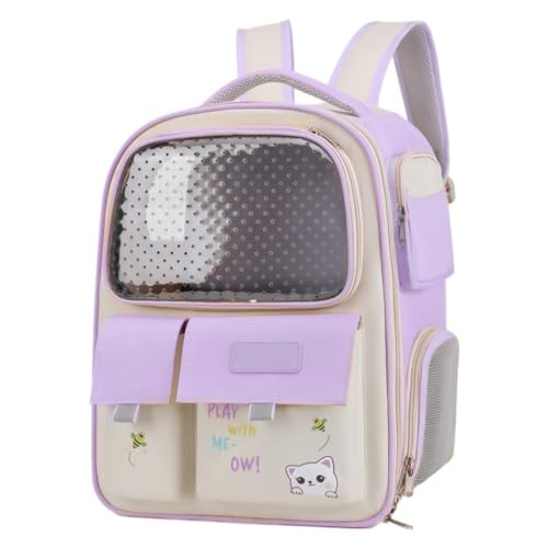 Katzentasche Vielseitige Katzentasche for Ausgehen, Durchscheinender Rucksack, Haustiertasche, Katzenrucksack, Faltbare Tragbare Katzentasche Tragetasche für Katzen(Purple) von SYLGXH