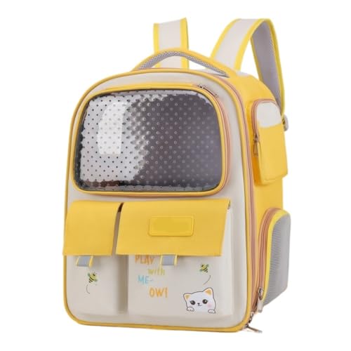 Katzentasche Vielseitige Katzentasche for Ausgehen, Durchscheinender Rucksack, Haustiertasche, Katzenrucksack, Faltbare Tragbare Katzentasche Tragetasche für Katzen(Yellow) von SYLGXH