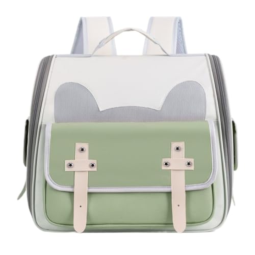 Katzentasche Vielseitiger, Modischer Haustierrucksack, Tragbare, Atmungsaktive Haustiertasche for Ausflüge, Multifunktionale Aufbewahrungstasche for Katzen Tragetasche für Katzen(Green) von SYLGXH