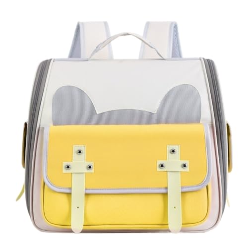 Katzentasche Vielseitiger, Modischer Haustierrucksack, Tragbare, Atmungsaktive Haustiertasche for Ausflüge, Multifunktionale Aufbewahrungstasche for Katzen Tragetasche für Katzen(Yellow) von SYLGXH