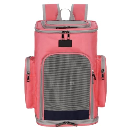 Katzentasche Vielseitiger, atmungsaktiver, tragbarer Katzenrucksack, Katzentasche, Ausflugsreisetasche, Haustiertasche, multifunktionale Aufbewahrungstasche for Katzen Tragetasche für Katzen(Pink) von SYLGXH