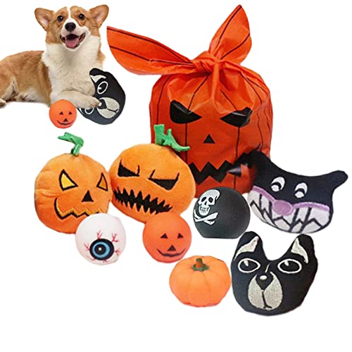 SYNYEY 2 Pcs Interaktives Hunde-Halloween-Spielzeug, 8 Teile/Satz Netter Kürbis Geister Hund Augapfel Spinne Interaktives Spielzeug, Halloween-Hundespielzeug, lustiges Spielzeug für Hunde, Plüschtier von SYNYEY