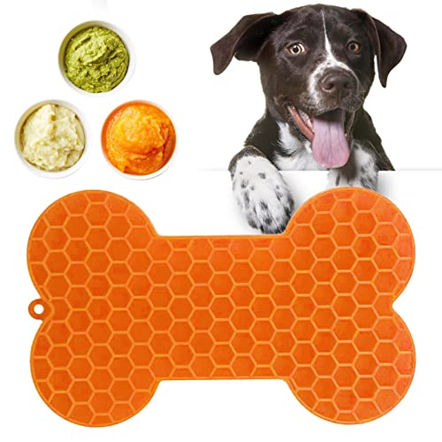 SYNYEY Leckmatte für Hunde | Knochenförmige Hundeleckmatte Slow Feeder für Hunde - 2 Stück Hunde-Erdnussbutter-Leckkissen zur Linderung von Ängsten, perfekt für Leckereien, Joghurt von SYNYEY