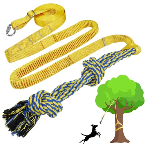 SYOOY Hundespielzeug mit Bungee-Zerren, langlebiges interaktives Hundespielzeug mit Kauköderspielzeug, Outdoor-Haltegurt für kleine, mittelgroße und große Hunde, um Solo-Spielen zu trainieren von SYOOY