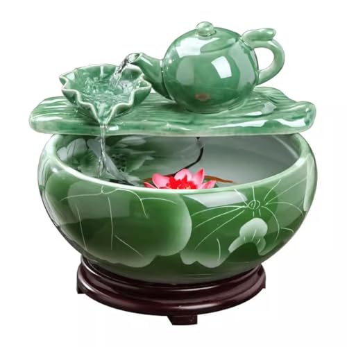 Fischglasvase Chinesische Keramik Aquarium Wohnzimmer Brunnen Tischplatte Fließendes Wasser Ornamente Aquarium Haushalt Fisch Becken Kleines Aquarium-Starter-Kit (Size : M) von SYRIS