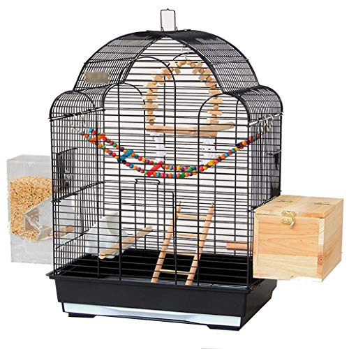 SYSZSYHD Eisen-Vogelkäfig mit Futterbox, Ständer, Bar-Tablett, Flugkäfig für Sittiche, Tauben, Perlen, Wellensittiche, Haus (schwarz B) von SYSZSYHD