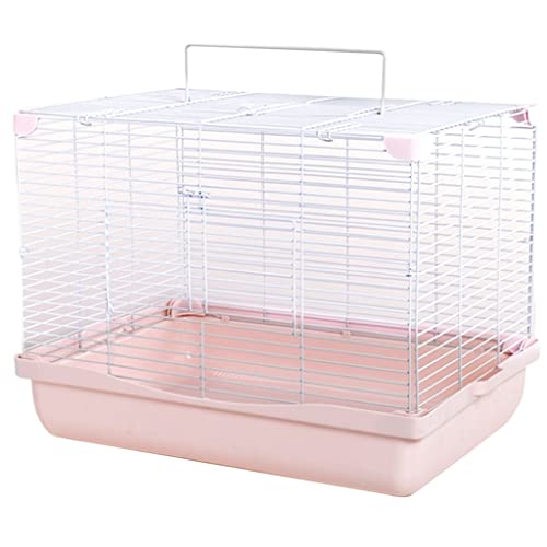 SYSZSYHD Großer Hamsterkäfig, Lebensraum für Nagetiere, Rennmäuse, Kleintierhaus, atmungsaktive Haustierbox, Abnehmbarer Hamsterkäfig aus Metalldraht (Rosa) von SYSZSYHD