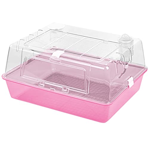 SYSZSYHD Großer Käfig (21,6 Zoll) für kleine Tiere, transparentes Haustierhaus für Kaninchen, Meerschweinchen, Stallfrettchen, Hamsterkäfig, transparenter Haustierkäfig (Rosa) von SYSZSYHD