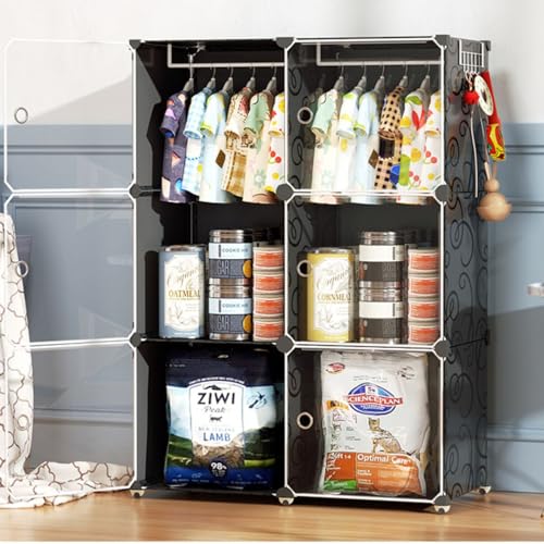 Haustier Kleiderständer Offener Kleiderschrank Hundekleidung Rack Kleidungsständer Mit Kleidung Rack Haustier Armoire Garderobe Perfekt Für Haustier Und Katze (Color : 37 * 37 * 108cm, Size : Nero) von SYUFRE