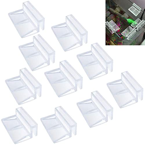 SYXLS 10 Stück Glasabdeckungs-Clips für Aquarien, 8mm Acryl Aquarium Glasabdeckung Halter Aquarium Abdeckung Halterung Unterstützung, Universale Halterungen für Randlose Aquarien von SYXLS