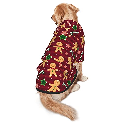 Weihnachten mit Lebkuchen-Herren, Süßigkeiten-Kapuzenpullover, Weihnachts-Cosplay-Hundekleidung mit Tasche und Hut, Winterkleidung, Pullover, Größe XL von SZDIZOWE