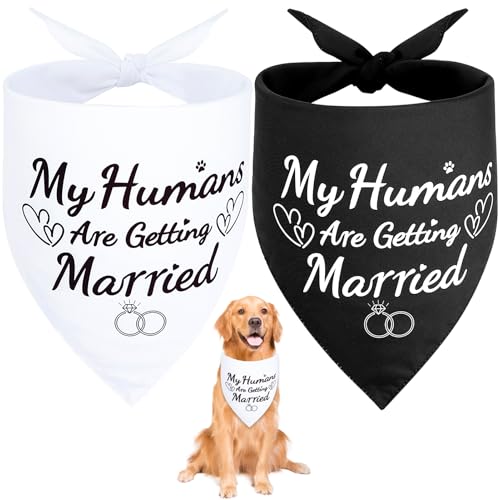 SZEE Hundehalstücher für Hochzeiten, Aufschrift "My Humans are Getting Married" für Hunde, Verlobungsfeier, Haustier-Hochzeit, Foto-Requisite, Entwurf für Verlobung, Geschenke für Paare (Weiß und von SZEE