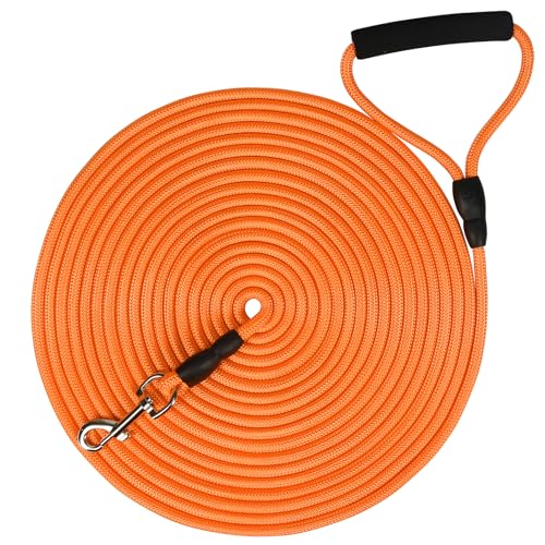 SZEETECH Lange Hundeleine, 9 m schwimmende lange Hundetrainingsleine für Spaziergänge, Jagd und Schwimmen, Hundeleine mit gepolstertem Griff für Hunde von kleinen mittleren Hunden (Orange) von SZEETECH