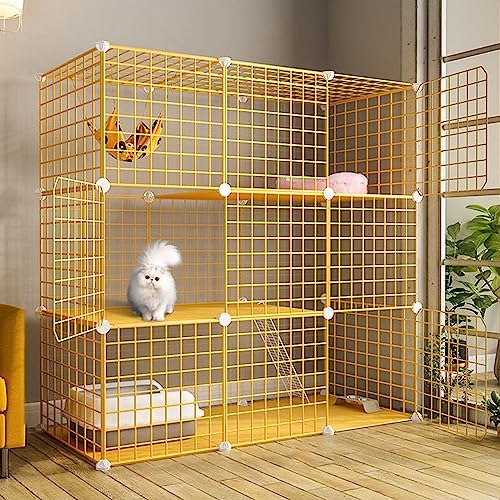 Katzenlaufstall DIY Haustierkätzchenkäfig für Hauskatzen, abnehmbare Katzengehege Katzenvilla für 1-2 Katzen Großer Übungsort (Größe: 43,7" LX 15,3" WX 42,9" H) von SZITW