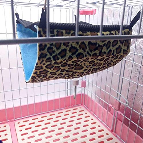 SZMYLED Hamster-Hängematte, doppellagiges Haustier-Hängematten-Bett, doppellagiges Segeltuch-Netz-Hängematte, Hängematte, Hängenest für Haustier, Zucker, Hamster, Eichhörnchen, sexy Leopard, klein (Länge 25,4 x 25,4 x 10,4 cm) von SZMYLED