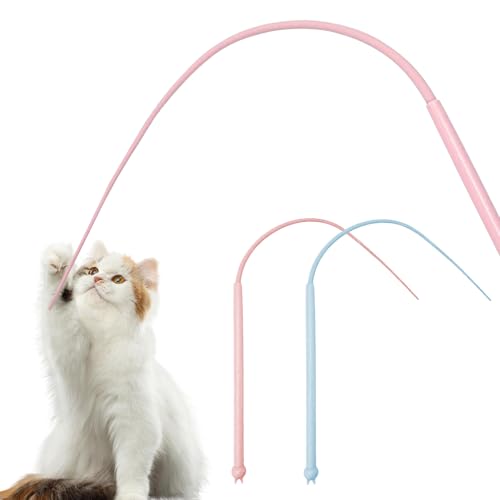 SZSMW 2er-Pack Katzenangel Lang - Twiggle Tail Katzenspielzeug - Katzenangel Silikon，Geeignet Für Innenkatzen Jeden Alters, Halten Sie Ihre Katze Agil und Gesund von SZSMW