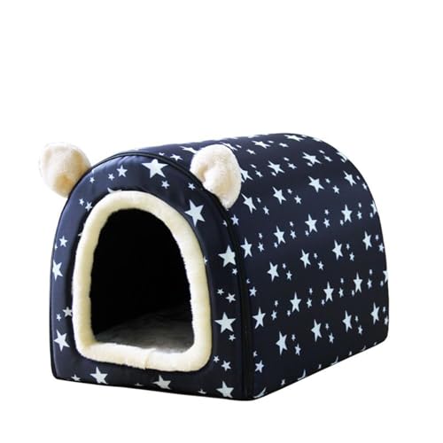 2-in-1-Iglu-Hundehütte, faltbar, Katzen-Hundehöhle, Schlafkissen, warm, abnehmbar, beruhigendes Nest, rutschfester Haustierunterstand (Stil 4,68 x 55 x 48 cm) von SZSXYBZ