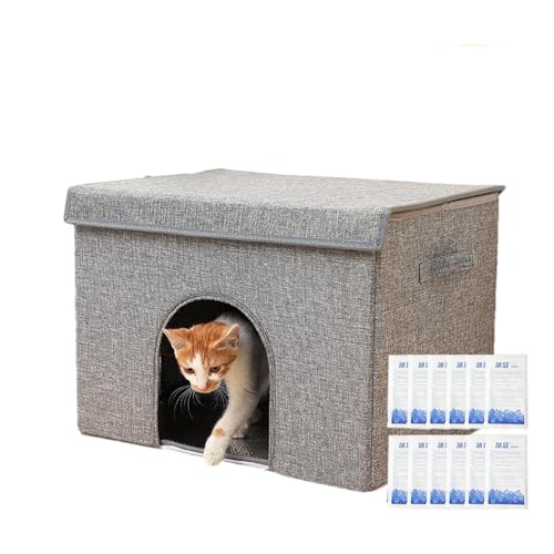 Collapsibl-e Katzenhaus, kühlendes Katzenhaus für Outdoor/Indoor-Katzen, faltbares Würfel-Katzenhaus, 50 x 40 x 35 cm, multifunktionales Würfel-Katzenhaus mit 12 Kühlakkus, multifunktionale große von SZSXYBZ