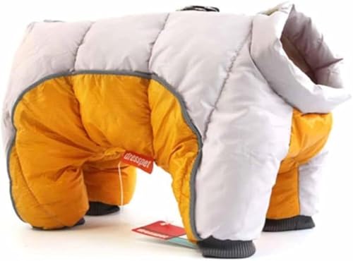 Gepolsterte Hundejacke für den Winter, Abdeckung mit 4 Beinen, warme Jacke, wasserdichter Hundemantel, Haustiere für drinnen und draußen, Kleidung für kleine, mittelgroße und große Hunde (Gelb, XXL) von SZSXYBZ