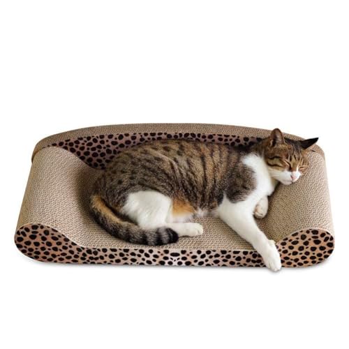 Kratzbrett für Haustiere, gewellte Rückseite, Sofa-Form, 60 cm, Katzen-Haustierbedarf, Krallenspielzeug (Leopard) von SZSXYBZ