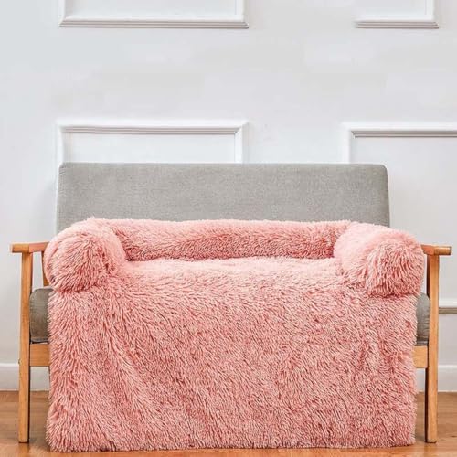 SZSXYBZ Beruhigendes Hundebett, Angstlinderung, Plüsch, Couch, Matte, Möbelbezug, waschbar, rutschfest, Haustierbett für kleine, mittelgroße und große Hunde (Rosa, 105 x 95 x 20 cm) von SZSXYBZ