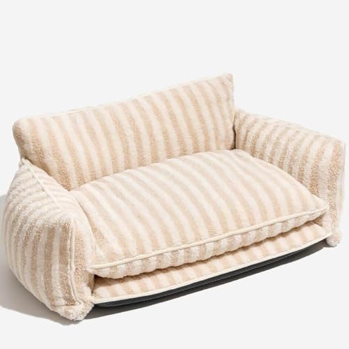 SZSXYBZ FresQa Haustier-Sofa kann zerlegt und gewaschen werden, um den Winter warm und tief zu schlafen. Großes Hundestreukissen, Schwarz (Beige, XL) von SZSXYBZ