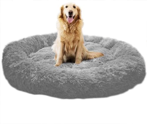 SZSXYBZ Großes Hundebett, mittelgroß, Katzenhöhle, rutschfest, flauschig, beruhigend, tiefer Schlafkorb, warme Matte, waschbar (Hellgrau, 80 x 80 cm) von SZSXYBZ