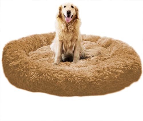 SZSXYBZ Großes Hundebett, mittelgroß, Katzenhöhle, rutschfest, flauschig, beruhigend, tiefer Schlafkorb, warme Matte, waschbar (Khaki, 70 x 70 cm) von SZSXYBZ