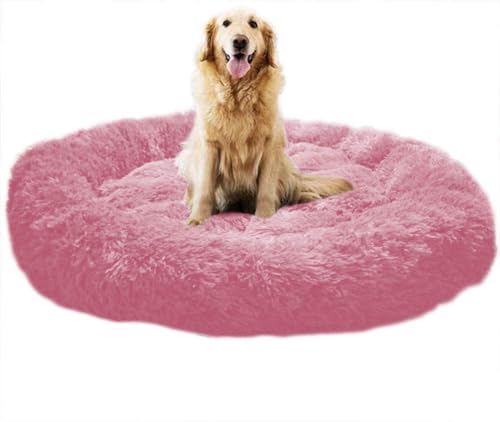 SZSXYBZ Großes Hundebett, mittelgroß, Katzenhöhle, rutschfest, flauschig, beruhigend, tiefer Schlafkorb, warme Matte, waschbar (Rosa, 80 x 80 cm) von SZSXYBZ