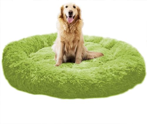 SZSXYBZ Großes Hundebett, mittelgroß, Katzenhöhle, rutschfest, flauschig, beruhigend, tiefer Schlafkorb, warme Matte, waschbar (grün, 70 x 70 cm) von SZSXYBZ