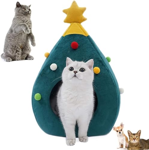 SZSXYBZ IPawde Weihnachtsbaum-Katzenhaus – Katzenmöbel-Idee, niedliches Katzenhöhlenbett, weiches Kätzchen-Tipi-Haus, warmes Katzenbett für den Winter, gemütliches Katzenhaus für Tierliebhaber, von SZSXYBZ