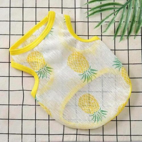 Sphynx Katze Weste Sommer Mesh Weste Ärmellos Weste für Katzen Sonnenschutz (Gelbe Ananas, XXL, 6.5-9kg) von SZSXYBZ