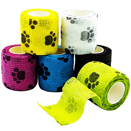 Selbstklebende Bandage für Haustiere, Elastische Kohäsive Haftbandage Kohäsive Fixierbinde für Hund, Pferd, Haustier, Wrap Klebeverband für Handgelenk Knöchel Finger (6 Rollen) von SZXMDKH