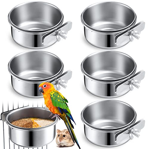 6 Stück Edelstahl Futternapf für Haustiere, Wassernapf für Vogel, Papageien, Wasserkäfig, Schalen mit Halter, Vogelfutter, Becher für Vogel, Papageien, Nymphensittiche, Kleintiere von Sabary