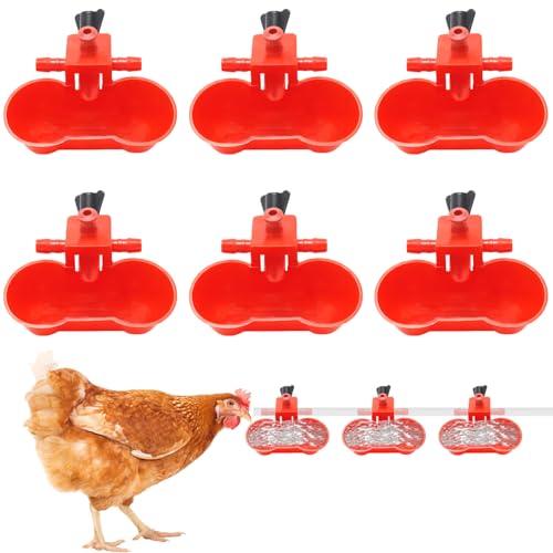 SacJkt 6 Stück Automatische Hühnertränke mit Doppelschüssel, Geflügeltränke Set, Wassertränke Hühner, Automatische Geflügeltränke für Hühner Enten Gänse Taube von SacJkt
