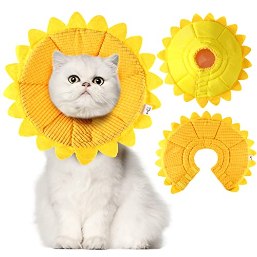 Sonnenblumen-Katzen-Genesungshalsband, weiches Katzenkegelhalsband, Haustierkegel für Katzen, Baumwolle, Haustier-Kegelhalsband, verstellbar, Sonnenblumen-Elizabeth-Halsband, postoperativer Schutz, von Sadnyy