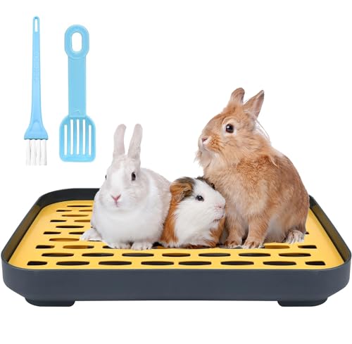 Sadodo Meerschweinchen Toilette + Mini Schaufel + Bürste Kaninchentoiletten Kaninchen Hamster Ecktoilette Kleintier Toilette Badezimmer Frettchen Rennmaus Mäuse Training Badesand Potty Litter Box von Sadodo