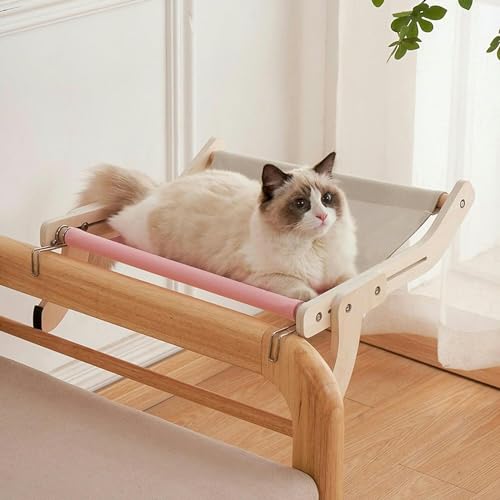 katzenbett Am menschlichen Bett befestigtes Katzenbett aus Holz, hängende Katzenhängematte, belastbar bis 20 kg, atmungsaktiv und bequem, 15" x18,5 for Hauskatzen (Color : Orange) von SaeYz